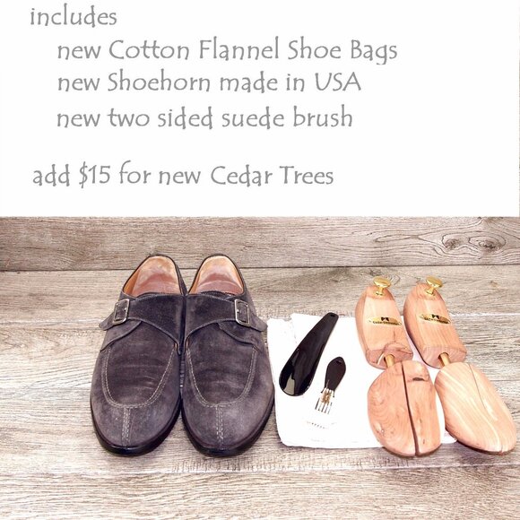 $795 Scarpe DI BIANCO Treviso Monkstrap 10 M Grey Suede SC542 * add $15 Trees main image 13